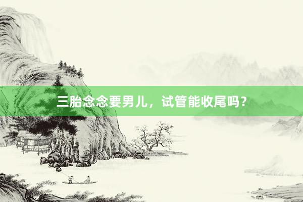 三胎念念要男儿，试管能收尾吗？